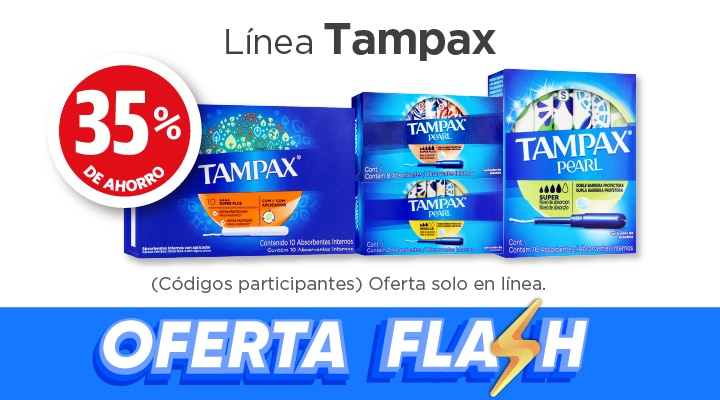 Oferta flash L&iacute;nea Tampax hasta 35% de ahorro